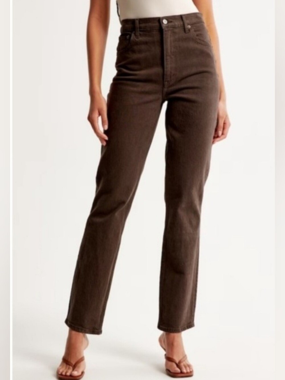Abercrombie & Fitch High-Rise Straight Leg Jeans Dark Brown 36/22S NWT